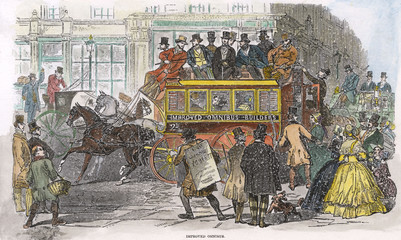 Adams Improved Omnibus. Date: 1847 - obrazy, fototapety, plakaty