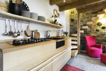 wooden kitchen in a country style cottage