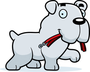 Obraz na płótnie Canvas Cartoon Bulldog Leash
