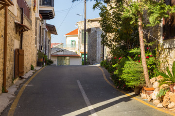 Narrow street in the historic village of Lefkara, Cyprus