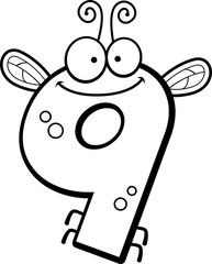 Cartoon Number Nine Bug