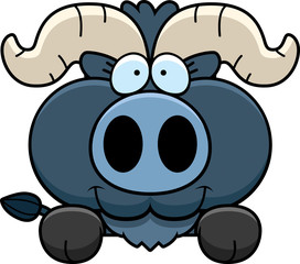Cartoon Little Blue Ox Peeking