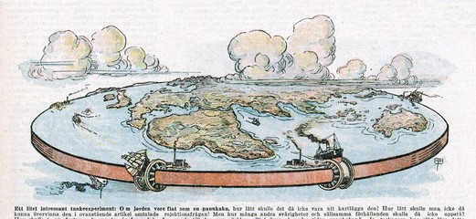 Depiction of a flat planet Earth. Date: 1922 © Archivist