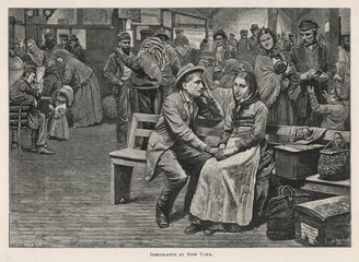 Immigrants at Ellis Island  New York    . Date: 1880