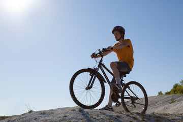 Fototapeta na wymiar Mountain bike.Sport and healthy life.Extreme sports.Mountain bicycle and man.Life style outdoor extreme sport