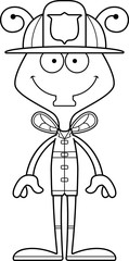 Cartoon Smiling Firefighter Fly