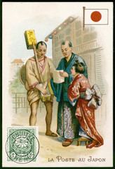 Fototapeta na wymiar Social - Japanese Postman. Date: circa 1905