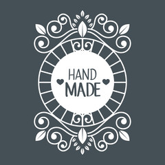 vintage hand made logotypes and labels craft knitting art labels tags with lettering vector illustration graphic design
