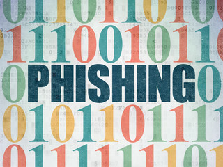 Safety concept: Phishing on Digital Data Paper background
