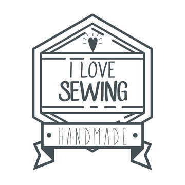 vintage hand made logotypes and labels craft knitting art labels tags with lettering vector illustration graphic design