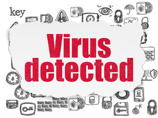Security concept: Virus Detected on Torn Paper background