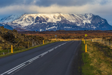 Fototapeta na wymiar Volcanic and mountain landscape in Myvatn area, Iceland