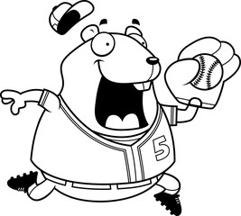 Cartoon Hamster Baseball