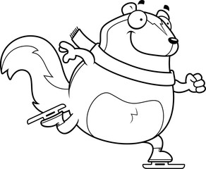 Cartoon Skunk Ice Skating