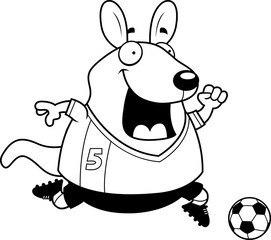 Cartoon Wallaby Soccer