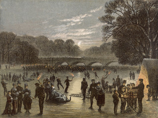 Hyde Park Ice Skaters. Date: 1870