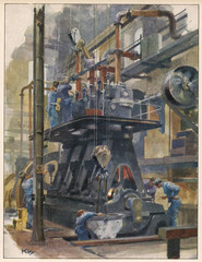 Fototapeta na wymiar Testing a Diesel Engine. Date: 1911