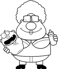 Cartoon Grandma Feeding Baby