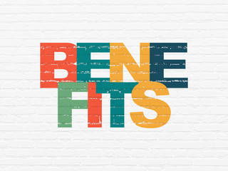 Finance concept: Benefits on wall background