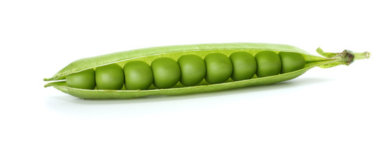 fresh green peas isolated on a white background