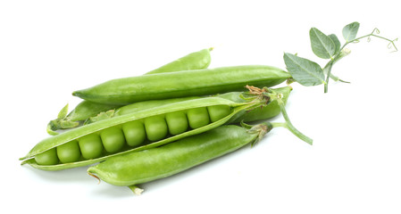 fresh green peas isolated on a white background