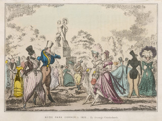 Fototapeta na wymiar Hyde Park Fashions 1822. Date: 1822