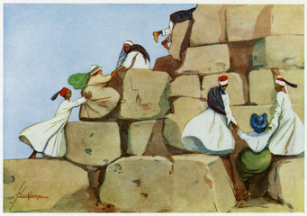 Helped up the Pyramid. Date: 1908