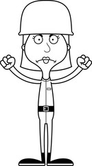 Cartoon Angry Soldier Woman