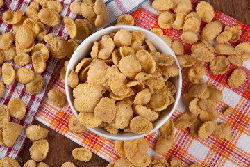 Pile of cornflakes and napkin
