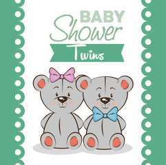 baby shower twins invitation card vector illustration graphic design