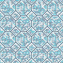 Abstract seamless pattern of triangles and hexagons. Lattice shape.