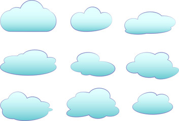 Set of clouds on white background