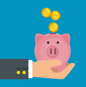 save money concept piggy bank vector illustration graphic design
