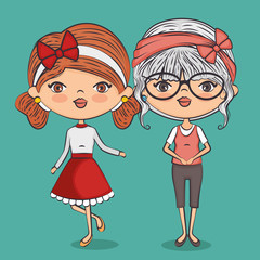 stylish teenager girls cartoon vector illustration graphic design
