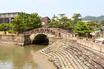 Fototapeta premium The Old Furobashi Bridge in Wakanoura - Wakayama City, Japan