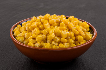 sweet canned corn in bowl