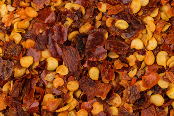 Pile of a crushed red pepper