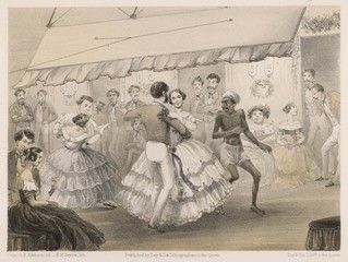 Fototapeta na wymiar Dancing at a ball in British India 1860. Date: 1860