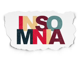 Medicine concept: Insomnia on Torn Paper background