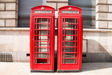 Iconic red telephone box, London, United Kingdom