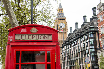 Fototapeta na wymiar Iconic red telephone box, London, United Kingdom