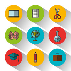 Education related icons over white background vector illustration