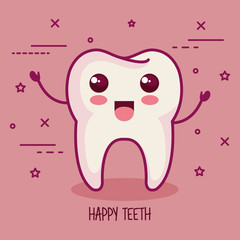 Kawaii tooth over pink background vector illustration