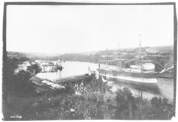 Ship in dock  at Fowey. Date: 1890