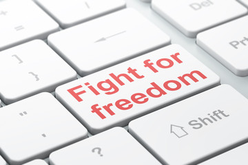 Politics concept: Fight For Freedom on computer keyboard background