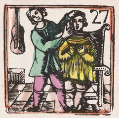 Fototapeta na wymiar 17th century Singing Lesson. Date: 17th century
