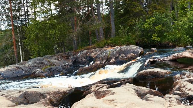 Waterfall Near Ruskeala Marble Canyon, Karelia, Russia