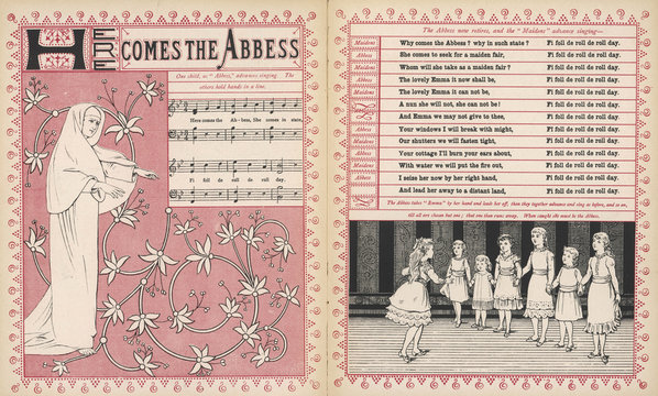 Here comes the abbess  rhyme and music. Date: 1886