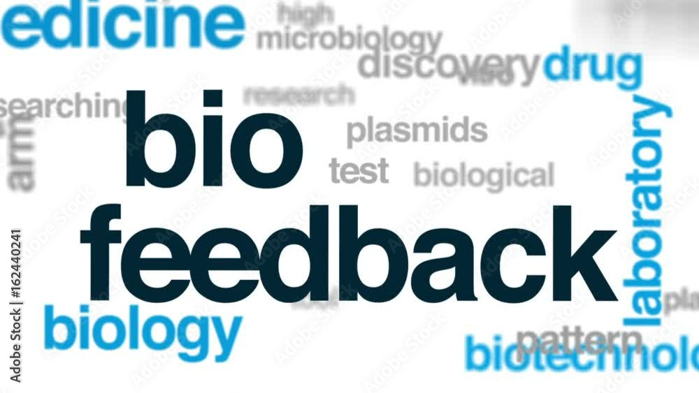 Sticker bio feedback animated word cloud, text design animation.