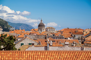 Fototapeta na wymiar A view from the old town walls of Dubrovnik, Croatia